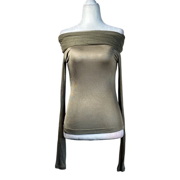 Christopher Esber Sonora Veiled Long Sleeve Top in Linseed 4 New Womens Blouse - Picture 7 of 17